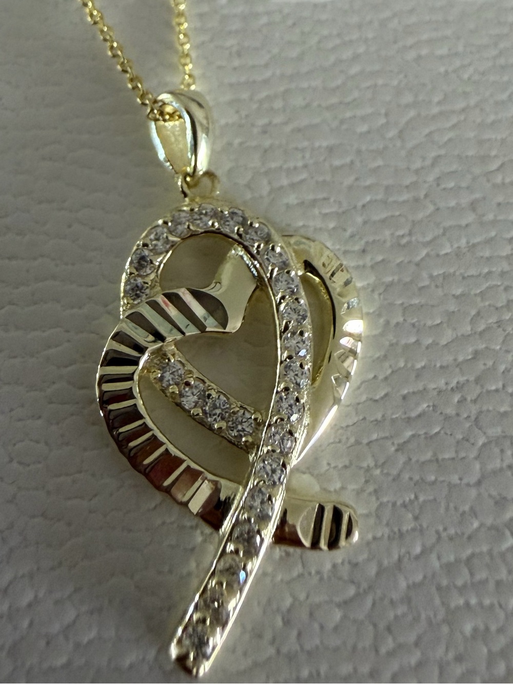 14K Gold Finish 925 Sterling Heart Design Necklace
